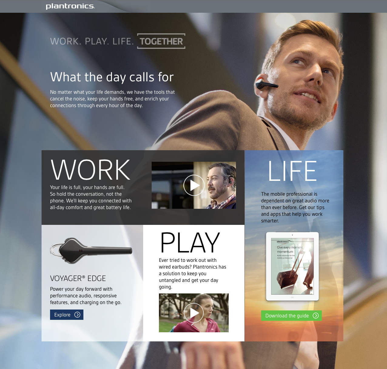 Landing Page - What the day calls for